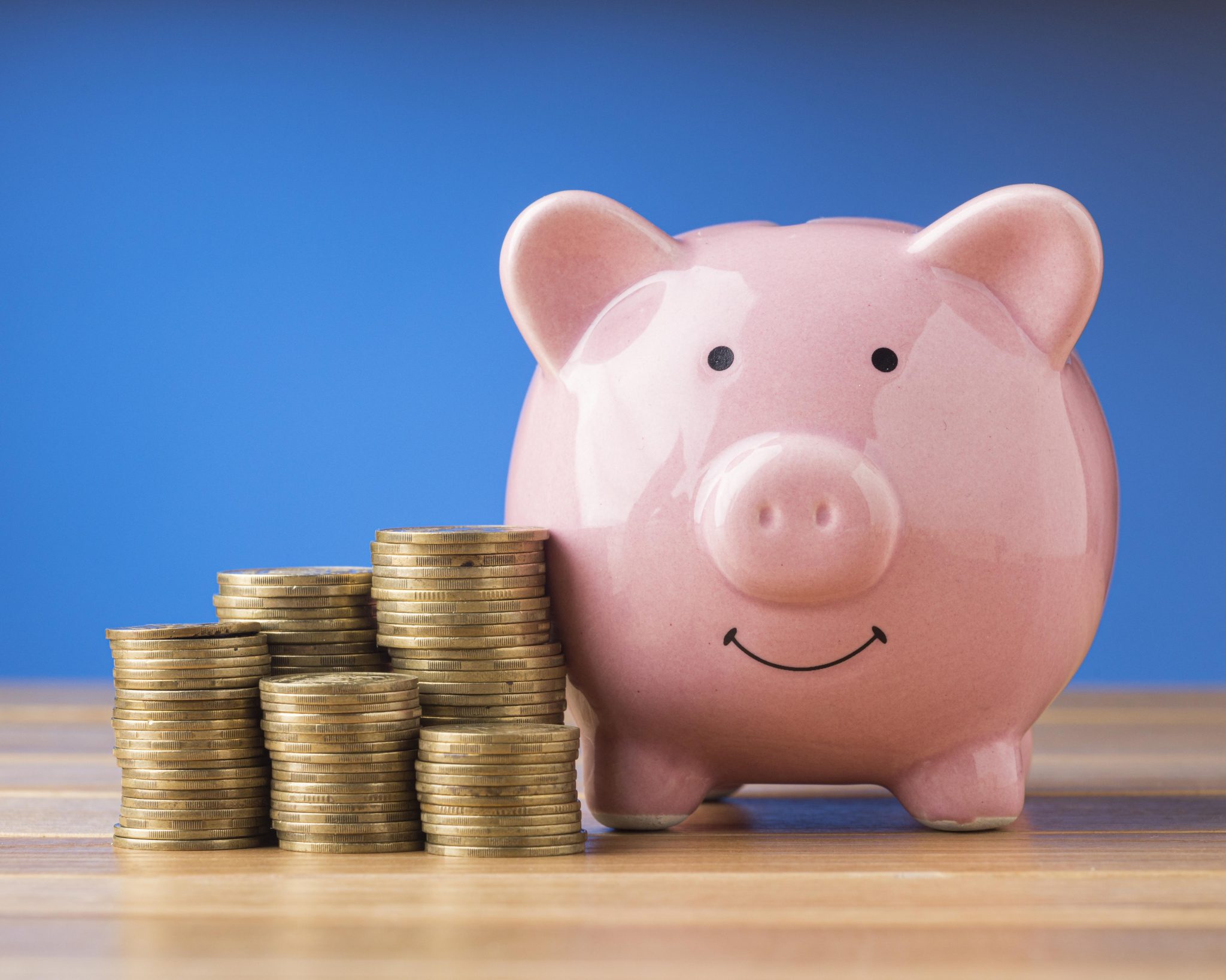 front-view-finance-elements-with-pink-piggy-bank